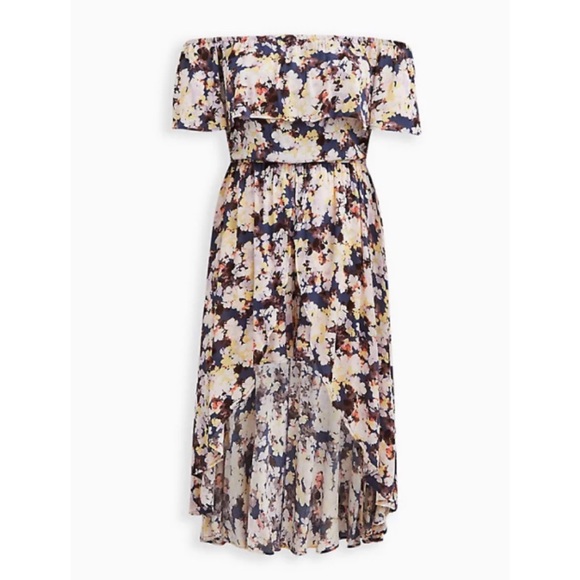 ๐ Midi Gauze Floral Off Shoulder Walk Through Dress 1 1X 14 16 NWT Torrid New! - Picture 5 of 6